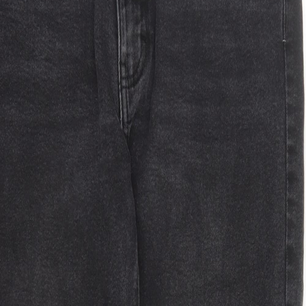 Pull&Bear Womens Black Cotton Bootcut Jeans Size 16 L27 in Regular Zip - Pockets