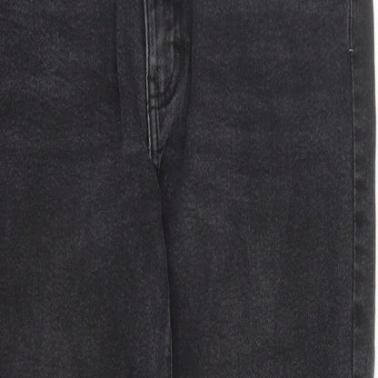 Pull&Bear Womens Black Cotton Bootcut Jeans Size 16 L27 in Regular Zip - Pockets