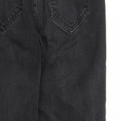 Pull&Bear Womens Black Cotton Bootcut Jeans Size 16 L27 in Regular Zip - Pockets