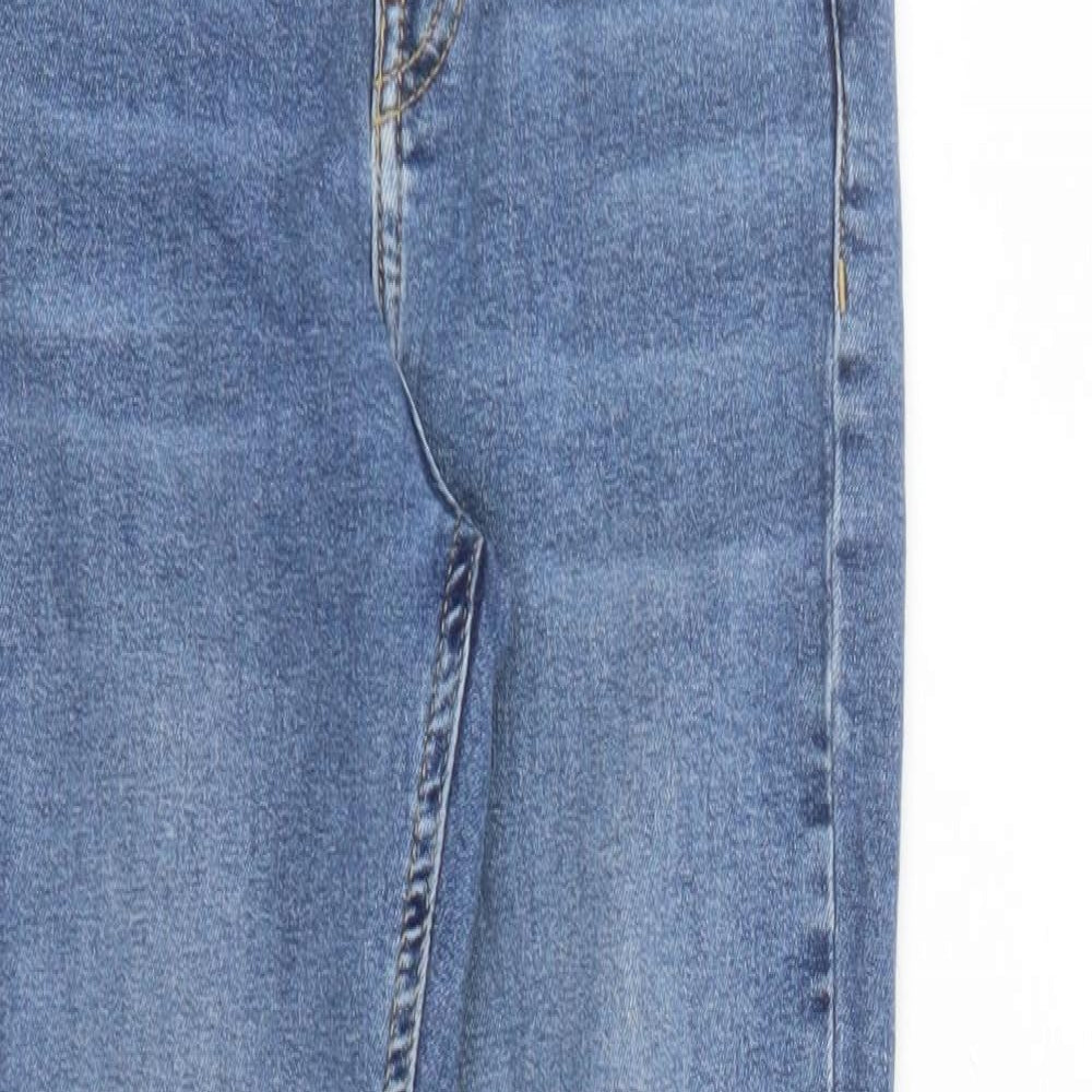 Topshop Womens Blue Cotton Skinny Jeans Size 26 in L25 in Regular Zip - Pockets Short Leg