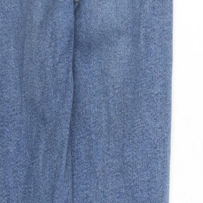 Topshop Womens Blue Cotton Skinny Jeans Size 26 in L25 in Regular Zip - Pockets Short Leg
