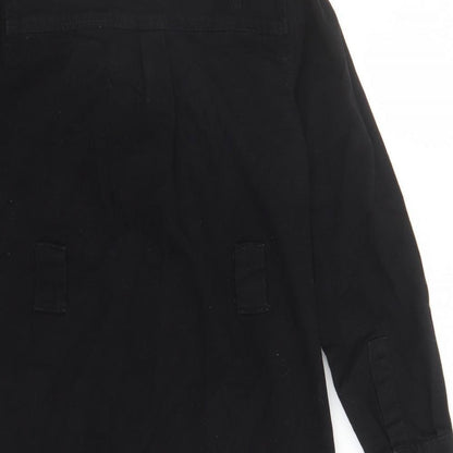 New Look Womens Black Cotton Shirt Dress Size 4 Collared Snap