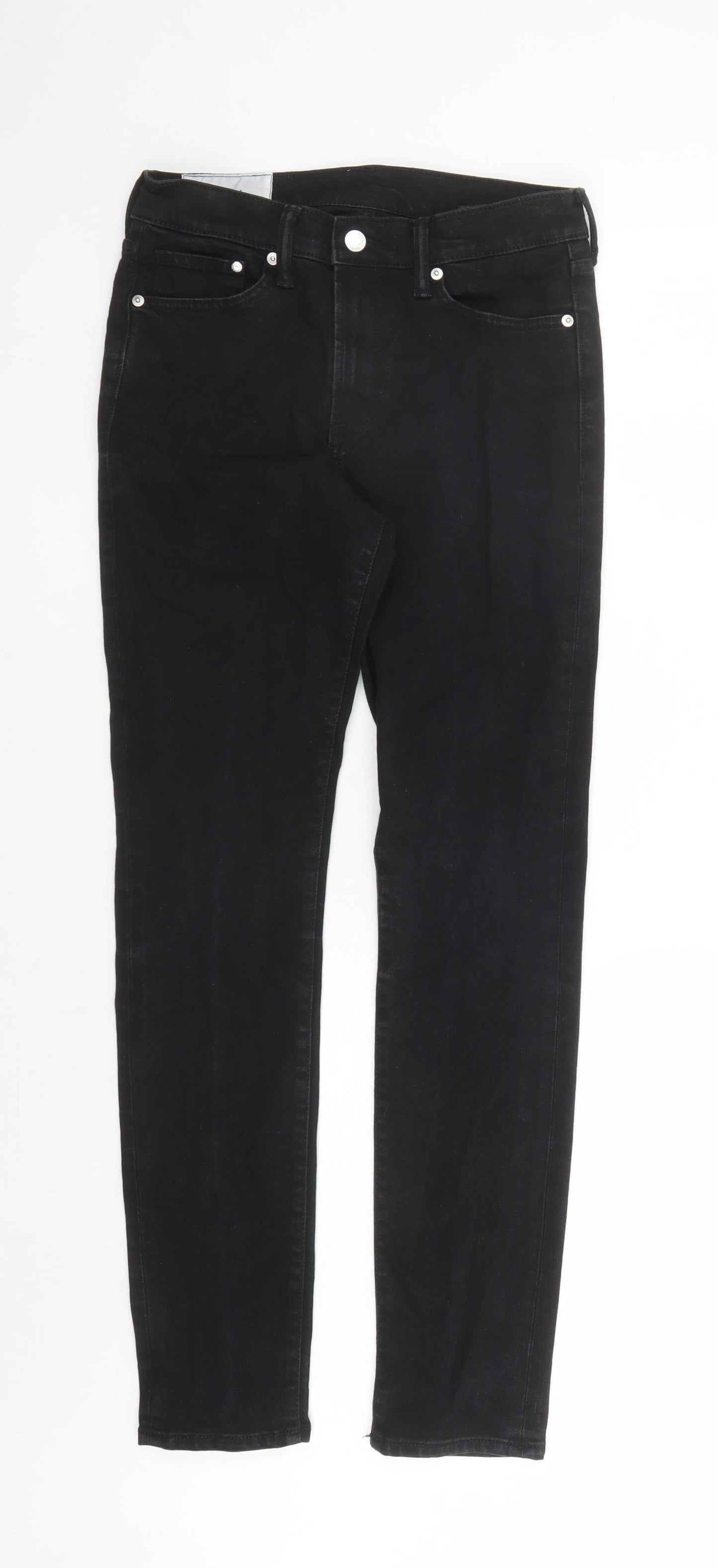 H&M Mens Black Cotton Skinny Jeans Size 30 in L30 in Regular Zip - Pockets