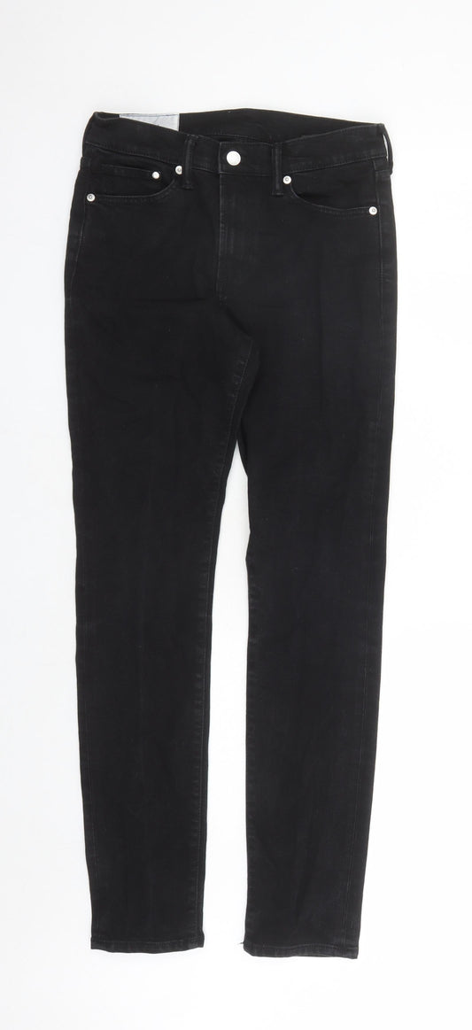 H&M Mens Black Cotton Skinny Jeans Size 30 in L30 in Regular Zip - Pockets