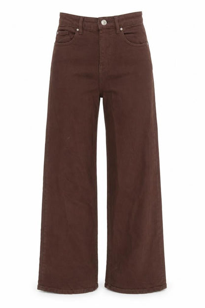 Womens UK Size 4 Denim & Co. Regular Fit Wide-Leg Brown Jeans