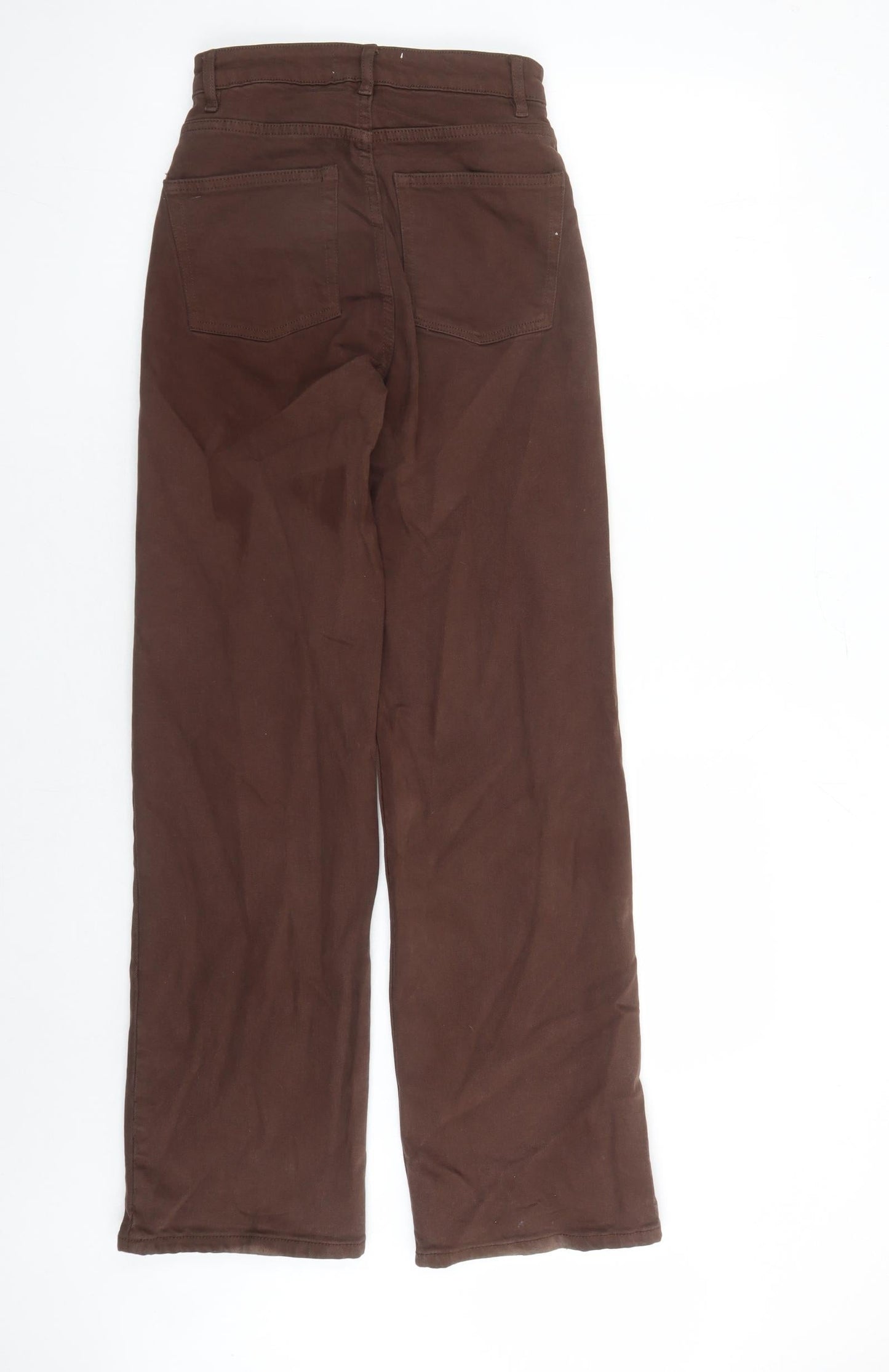 Denim & Co. Womens Brown Cotton Wide-Leg Jeans Size 4 L30 in Regular Zip - Pockets Long Leg