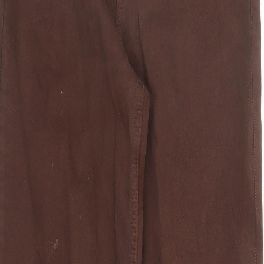 Denim & Co. Womens Brown Cotton Wide-Leg Jeans Size 4 L30 in Regular Zip - Pockets Long Leg