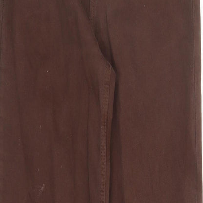 Denim & Co. Womens Brown Cotton Wide-Leg Jeans Size 4 L30 in Regular Zip - Pockets Long Leg