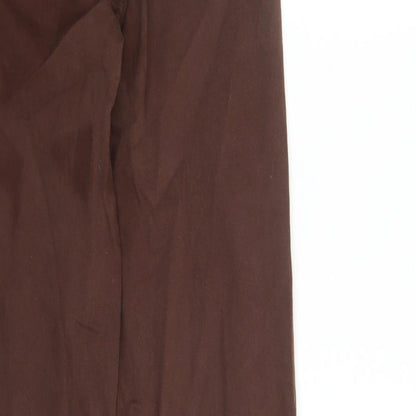 Denim & Co. Womens Brown Cotton Wide-Leg Jeans Size 4 L30 in Regular Zip - Pockets Long Leg