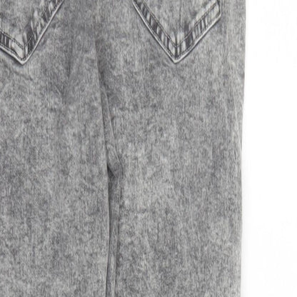 Pull&Bear Womens Grey Cotton Straight Jeans Size 14 L26 in Regular Zip - Raw Hems Pockets