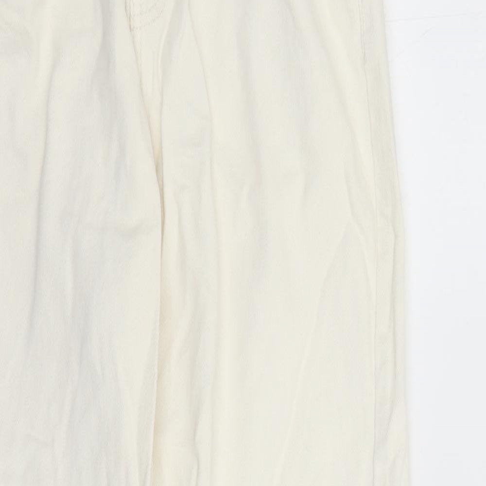 Denim & Co. Womens White Cotton Straight Jeans Size 8 L27 in Regular Zip - Elasticated Waist Pockets