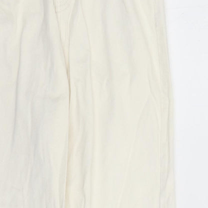 Denim & Co. Womens White Cotton Straight Jeans Size 8 L27 in Regular Zip - Elasticated Waist Pockets