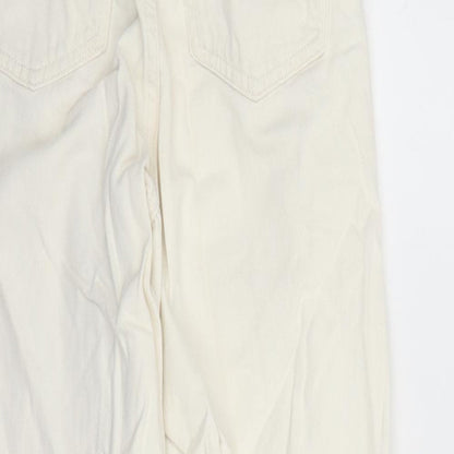 Denim & Co. Womens White Cotton Straight Jeans Size 8 L27 in Regular Zip - Elasticated Waist Pockets