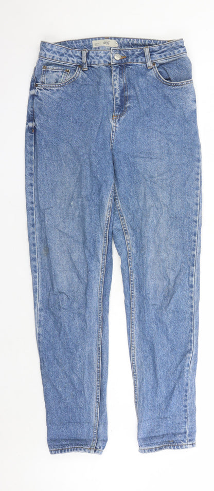 Topshop Womens Blue Cotton Mom Jeans Size 30 in L29 in Regular Zip - Pockets
