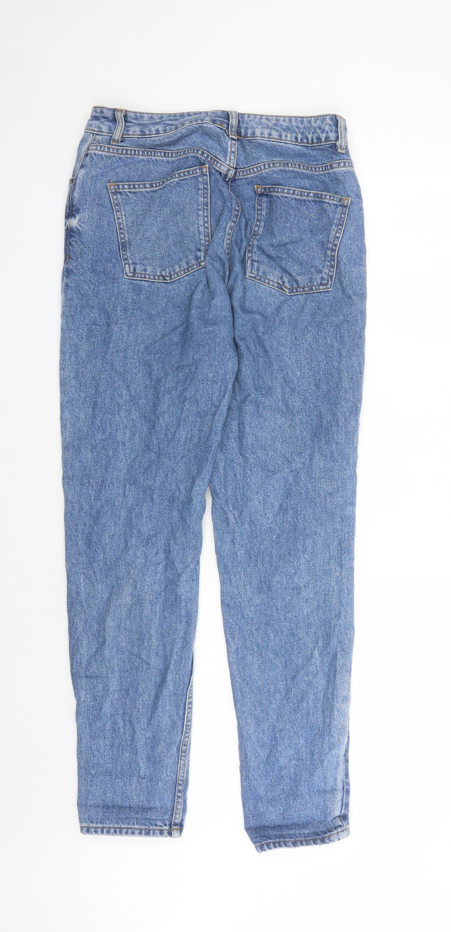 Topshop Womens Blue Cotton Mom Jeans Size 30 in L29 in Regular Zip - Pockets