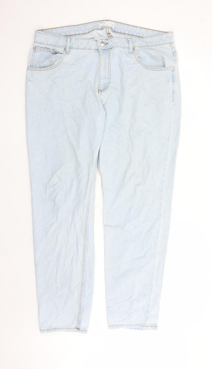 ASOS Mens Blue Cotton Straight Jeans Size 38 in L32 in Regular Zip - Pockets