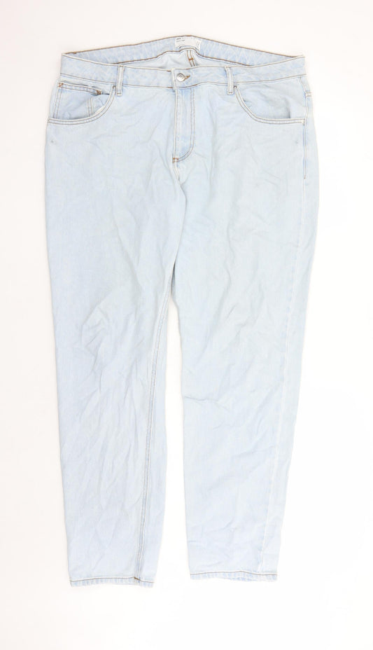 ASOS Mens Blue Cotton Straight Jeans Size 38 in L32 in Regular Zip - Pockets