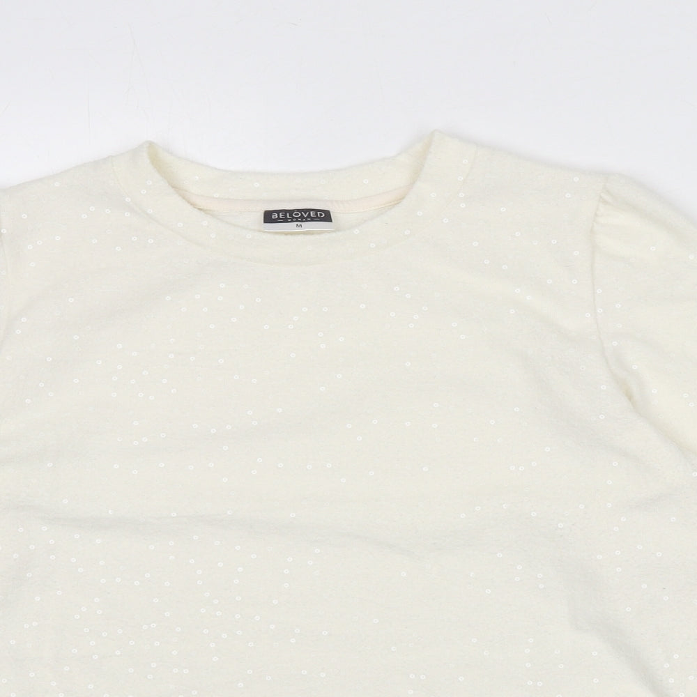 Beloved Womens Ivory Polyester Pullover Sweatshirt Size M Pullover - Sequins