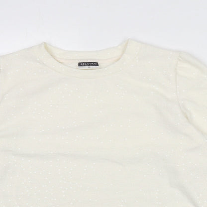 Beloved Womens Ivory Polyester Pullover Sweatshirt Size M Pullover - Sequins