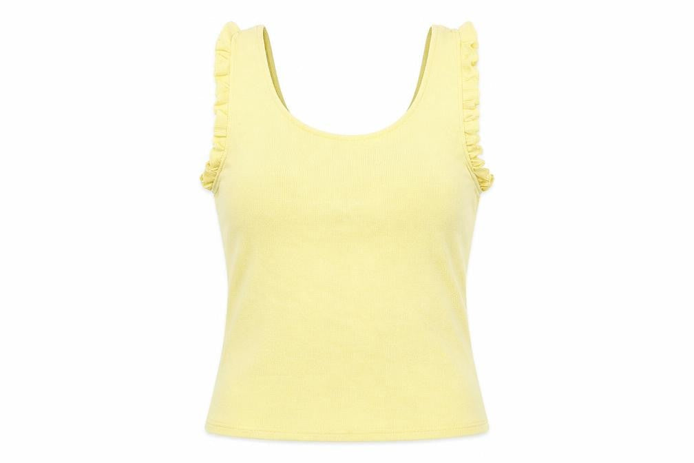 Womens UK Size M Mango Yellow Basic Tank