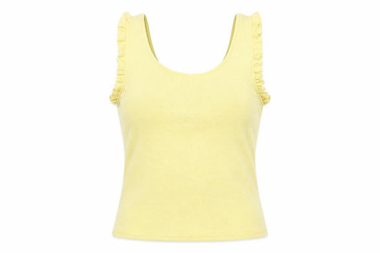Womens UK Size M Mango Yellow Basic Tank