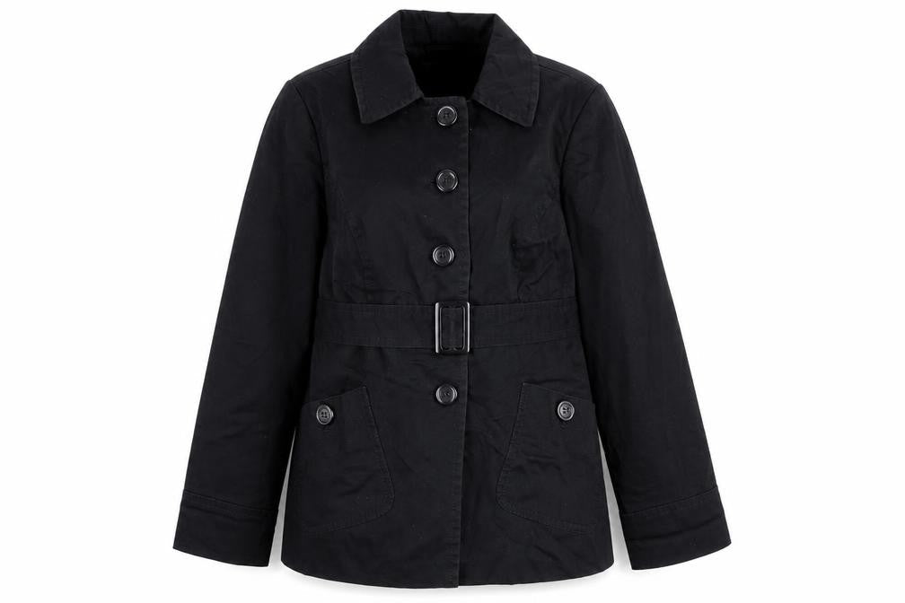 Marks & Spencer Womens Black Overcoat Coat Size 12 Button
