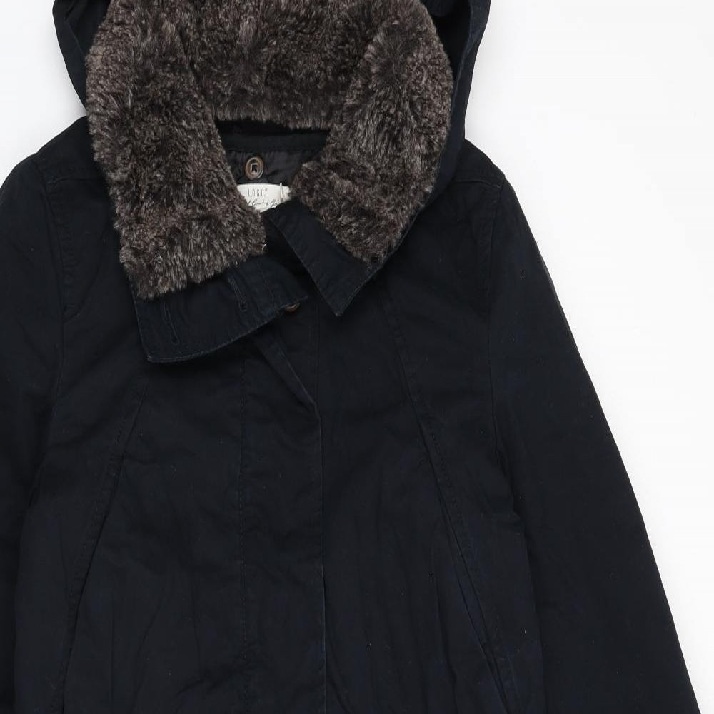 Womens UK Size 10 H&M Blue Parka Coat