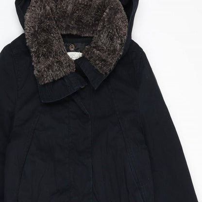 Womens UK Size 10 H&M Blue Parka Coat
