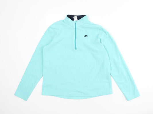 DECATHLON Girls Blue Polyester Pullover Sweatshirt Size 14-15 Years Zip