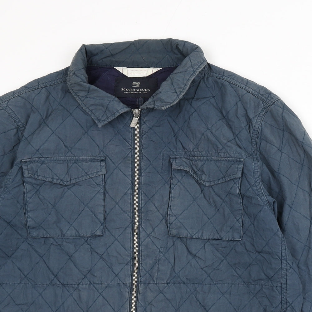Mens UK Size L Scotch & Soda Blue Quilted Coat