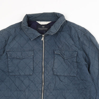 Mens UK Size L Scotch & Soda Blue Quilted Coat