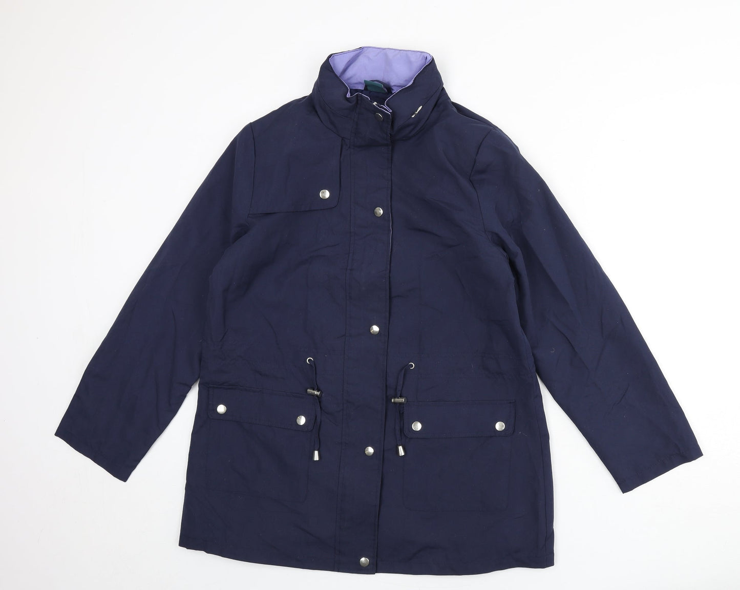 Amber Womens Blue Windbreaker Coat Size 12 Zip