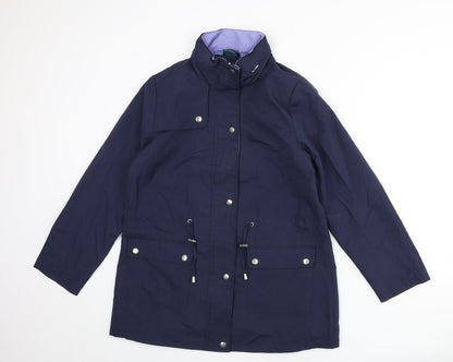 Amber Womens Blue Windbreaker Coat Size 12 Zip