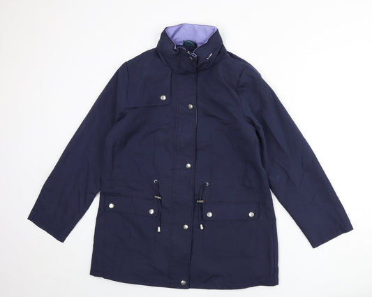 Amber Womens Blue Windbreaker Coat Size 12 Zip