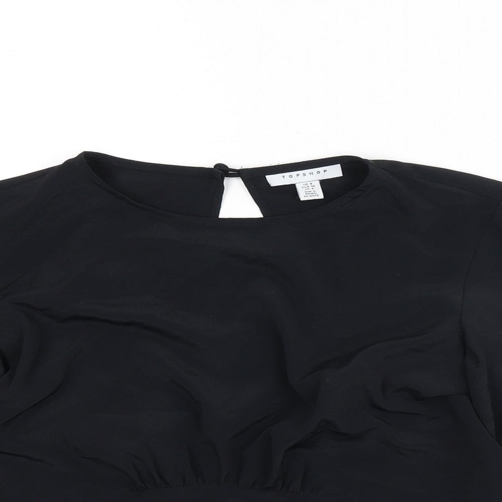 Womens UK Size 8 Topshop Black Basic Blouse