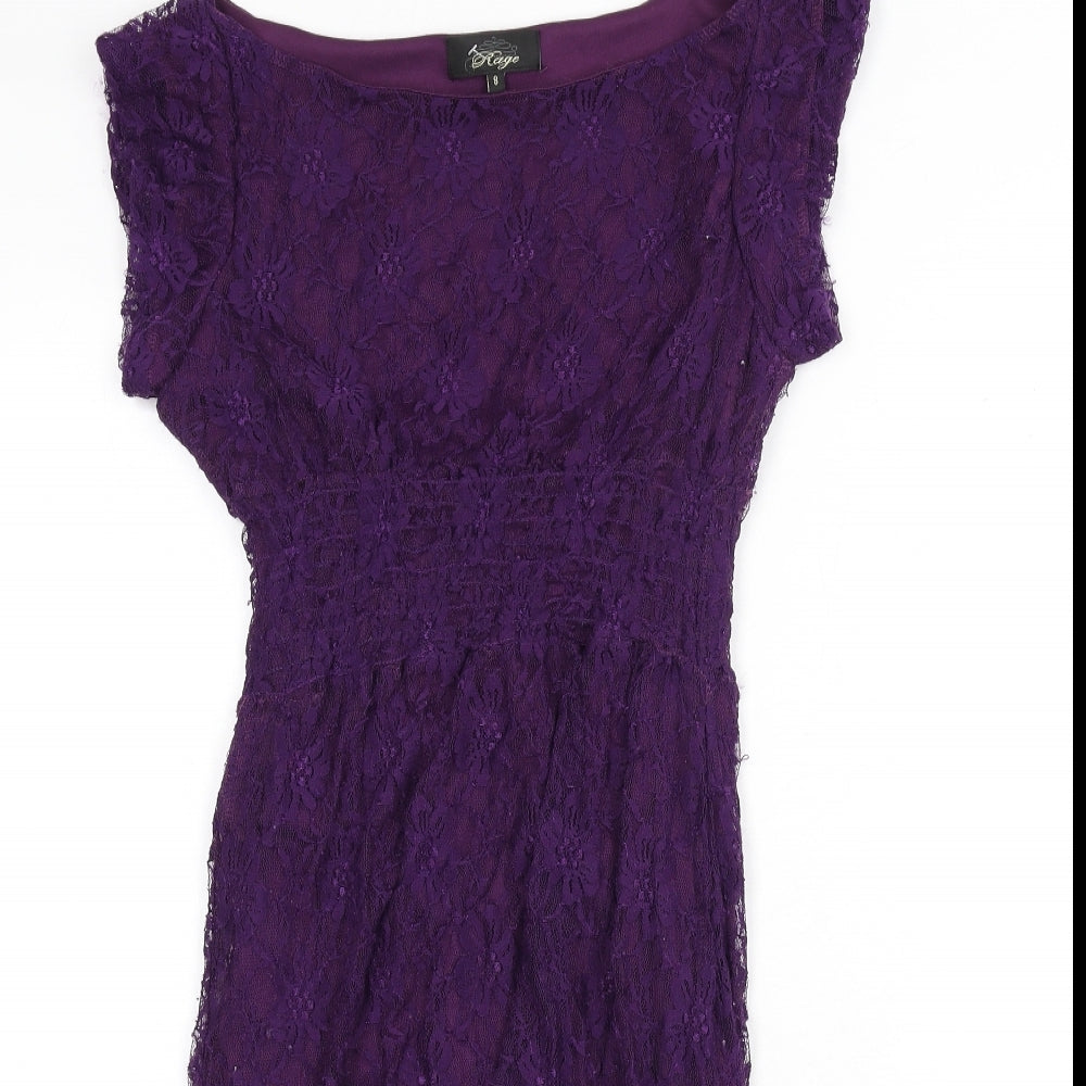 Rage Womens Purple Floral Polyamide A-Line Size 8 Boat Neck Pullover