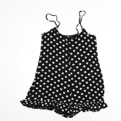 Missguided Womens Black Polka Dot Viscose Romper One-Piece Size 8 Pullover