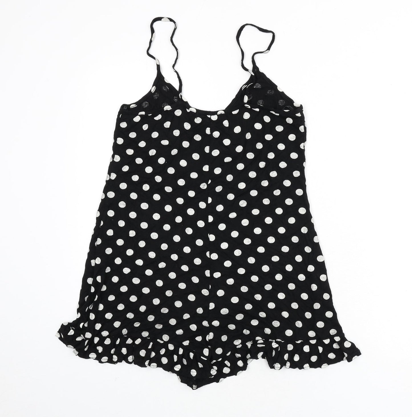 Missguided Womens Black Polka Dot Viscose Romper One-Piece Size 8 Pullover