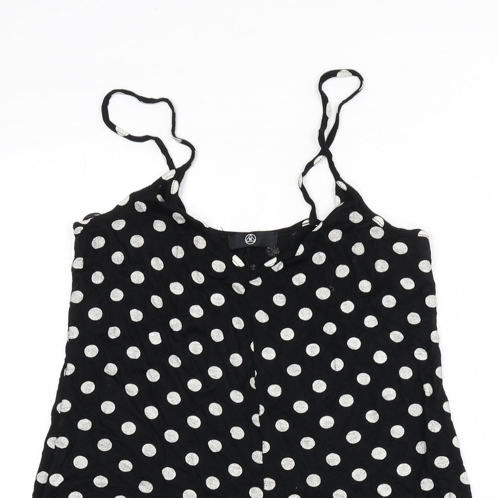 Missguided Womens Black Polka Dot Viscose Romper One-Piece Size 8 Pullover