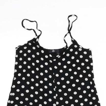 Missguided Womens Black Polka Dot Viscose Romper One-Piece Size 8 Pullover