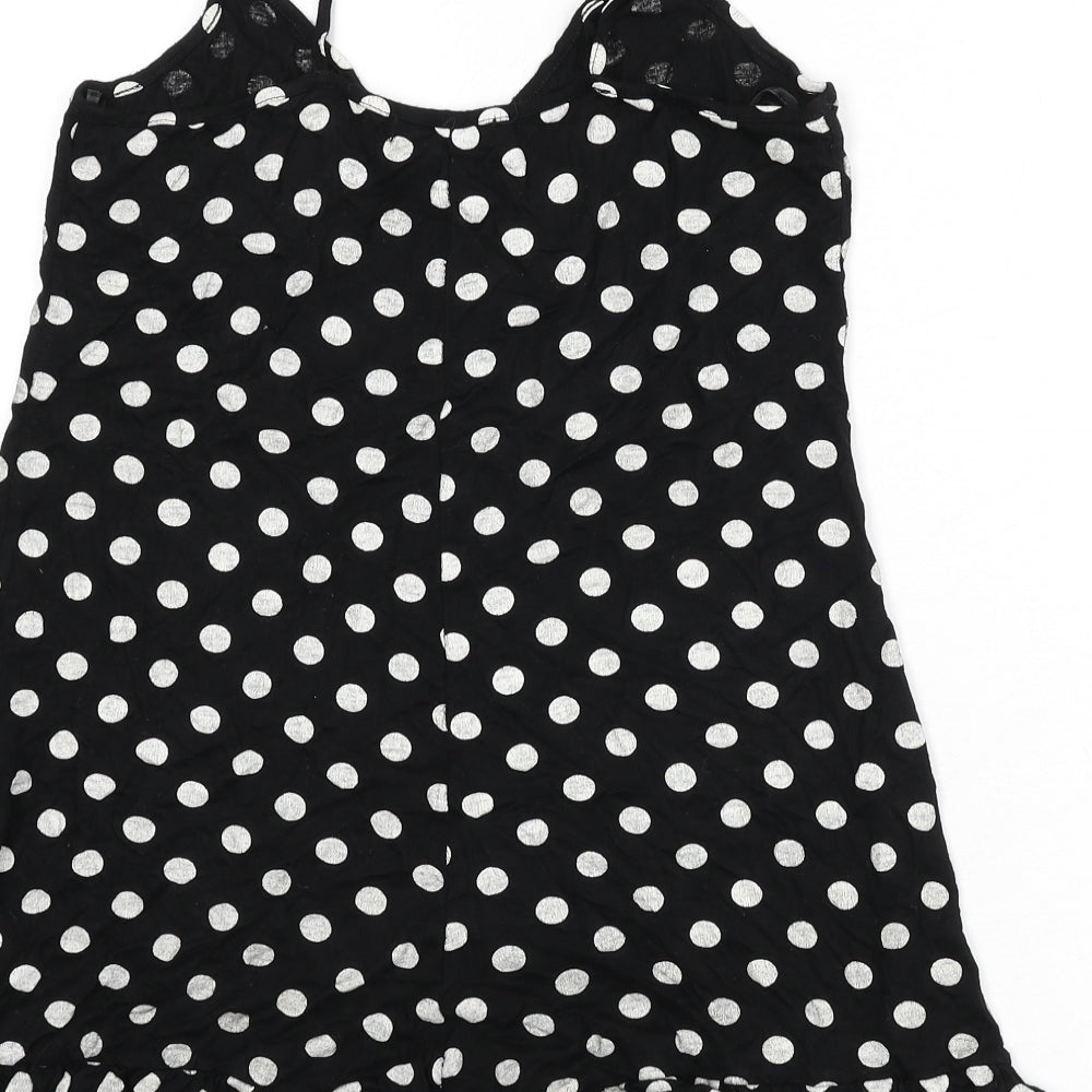 Missguided Womens Black Polka Dot Viscose Romper One-Piece Size 8 Pullover