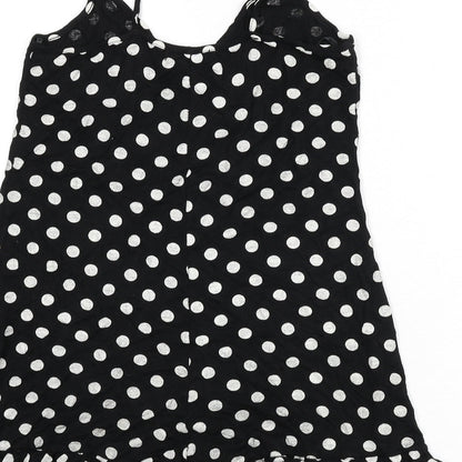 Missguided Womens Black Polka Dot Viscose Romper One-Piece Size 8 Pullover