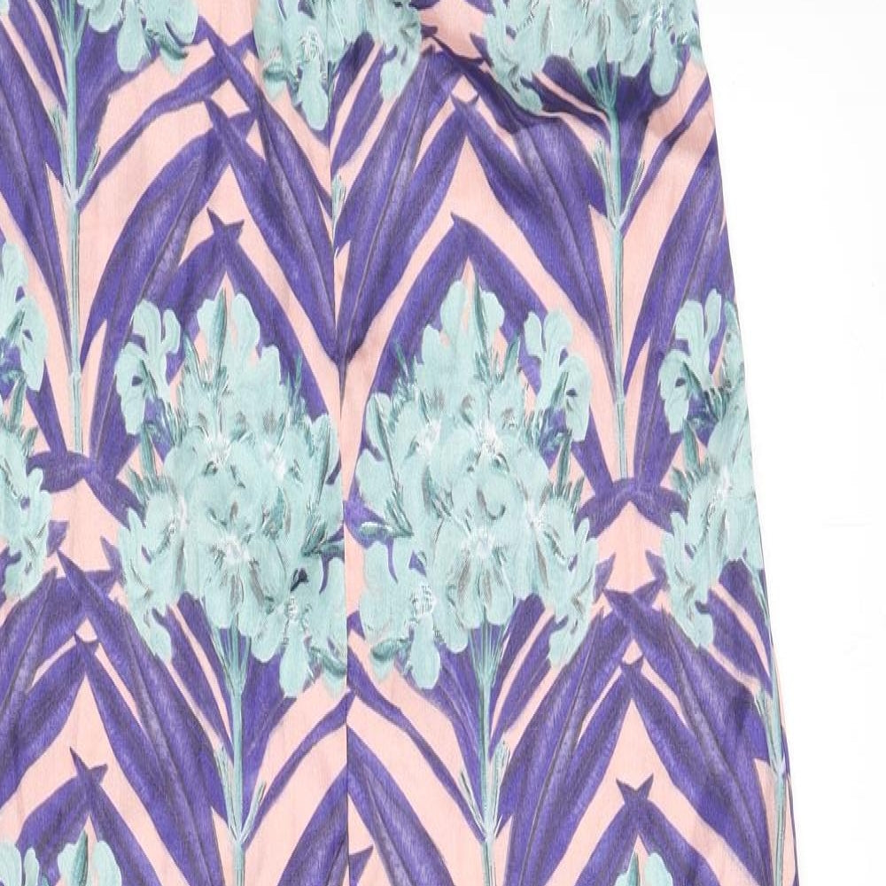 ASOS Womens Multicoloured Geometric Polyester Slip Dress Size 8 V-Neck Pullover - Maxi, Slit
