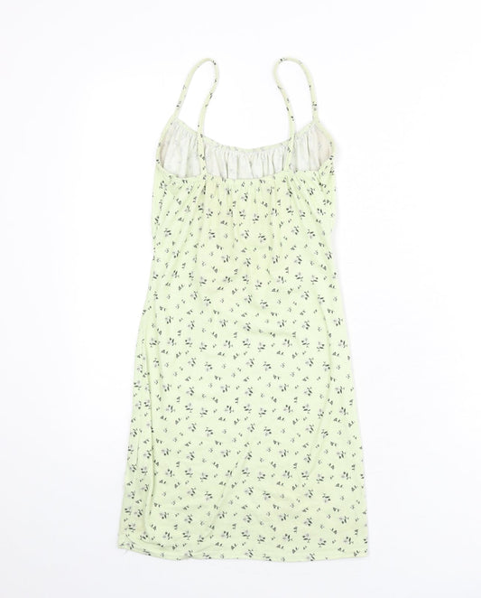 PRETTYLITTLETHING Womens Green Floral Polyester Mini Size 6 Scoop Neck Pullover