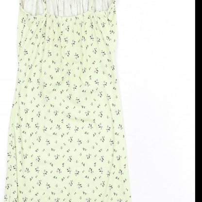 PRETTYLITTLETHING Womens Green Floral Polyester Mini Size 6 Scoop Neck Pullover