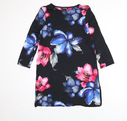 Debenhams Womens Black Floral Viscose A-Line Size 18 Boat Neck Pullover