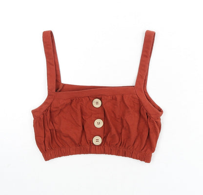 Womens UK Size XS Pull&Bear Orange Cropped Tank