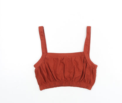 Womens UK Size XS Pull&Bear Orange Cropped Tank