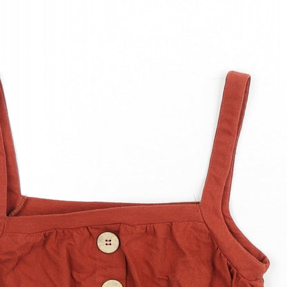 Womens UK Size XS Pull&Bear Orange Cropped Tank