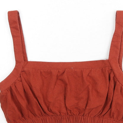 Womens UK Size XS Pull&Bear Orange Cropped Tank